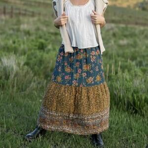 Natural Life Camille Maxi Skirt NWT Riviera Batik Blue Medium